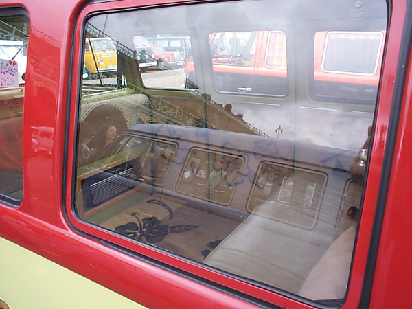 Interior of the Prosign van with flower motif