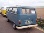 Blue split window camper van