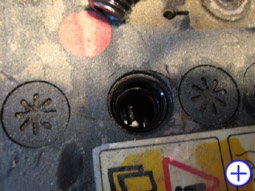 Looking inside the battery at fluid level